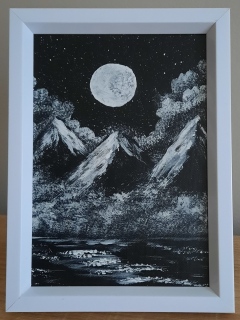 Clair de lune en montagne - Mes peintures